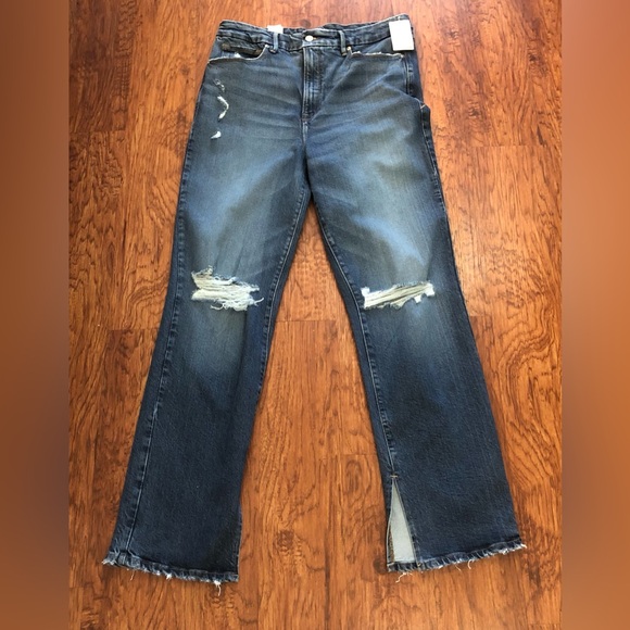 NWT🌟Good American Women’s Distressed Blue Jeans GFD150B Sz14/32 Classic comfort - Picture 3 of 15